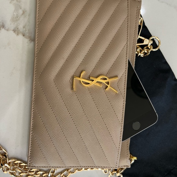 Beige YSL monogram clutch / crossbody bag - Picture 7 of 8